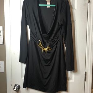 Baby Phat Long Sleeve Plunging Mini Dress Plus